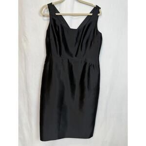 Carlisle Black Cotton Silk Sheath Dress Size 12 V-Neck